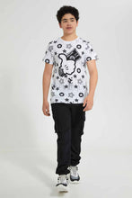 Load image into Gallery viewer, Redtag-White-Hand-Glove-Print-T-Shirt-Graphic-T-Shirts-Senior-Boys-9 to 14 Years
