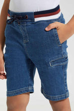 Load image into Gallery viewer, Redtag-Midwash-Ribbed-Waistband-Short-Denim-Shorts-Boys-2 to 8 Years
