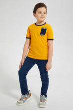 تنزيل الصورة على معرض الصور، Redtag-Mid-Wash-Knit-Denim-Panelled-Jean-Knit-Denim-Boys-2 to 8 Years
