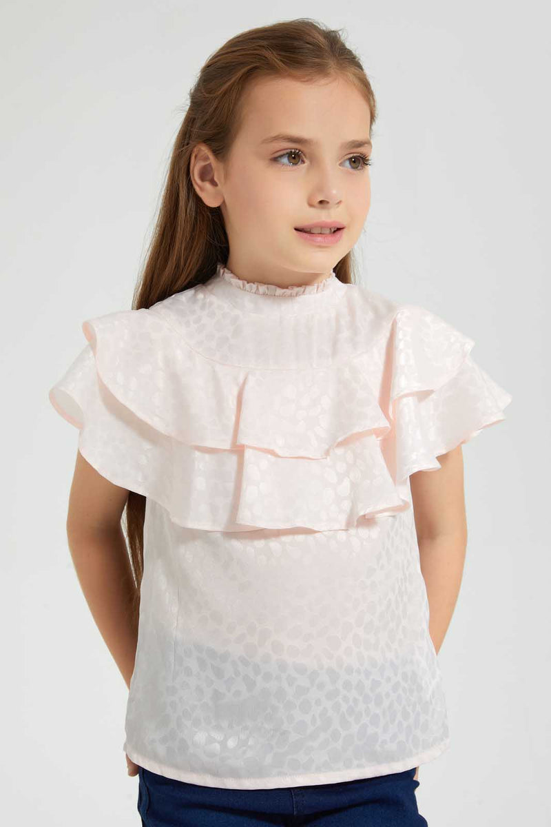 Redtag-Pink-Front-Frilled-Top-Blouses-Girls-2 to 8 Years