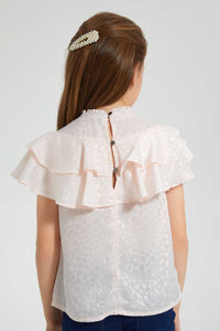 Redtag-Pink-Front-Frilled-Top-Blouses-Girls-2 to 8 Years