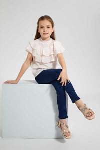 Redtag-Pink-Front-Frilled-Top-Blouses-Girls-2 to 8 Years