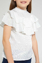 Load image into Gallery viewer, Redtag-Cream-Front-Frilled-Top-Blouses-Girls-2 to 8 Years
