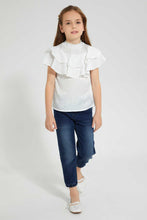 Load image into Gallery viewer, Redtag-Cream-Front-Frilled-Top-Blouses-Girls-2 to 8 Years
