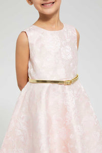 Redtag-Pink-Jacquard-Dress-Dresses-Girls-2 to 8 Years