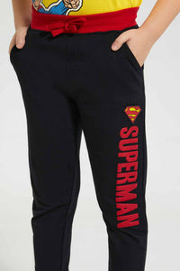 Redtag-Black-Superman-Jogpant-Joggers-Boys-2 to 8 Years