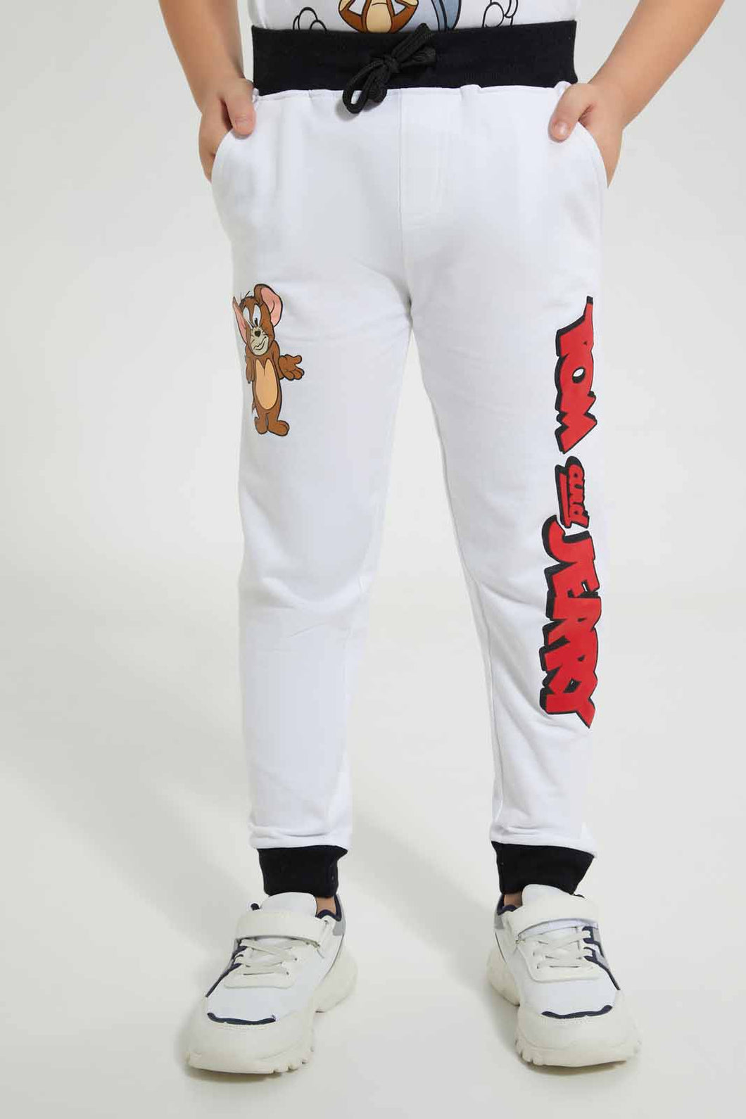 Redtag-White-Tom-And-Jerry-Jogpant-Joggers-Boys-2 to 8 Years