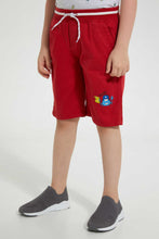 تنزيل الصورة على معرض الصور، Redtag-Red-Rib-Waist-Band-Crab-Print-Short-Casual-Shorts-Boys-2 to 8 Years
