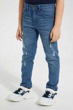 Load image into Gallery viewer, Redtag-Light-Wash-Distress-Skinny-Jean-Jeans-Skinny-Fit-Boys-2 to 8 Years
