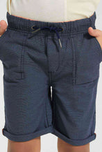 Load image into Gallery viewer, Redtag-Navy-Dobby-Pullon-Short-Pull-On-Shorts-Boys-2 to 8 Years
