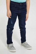 Load image into Gallery viewer, Redtag-Dark-Wash-Distress-Skinny-Jean-Jeans-Skinny-Fit-Boys-2 to 8 Years
