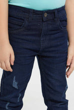 Load image into Gallery viewer, Redtag-Dark-Wash-Distress-Skinny-Jean-Jeans-Skinny-Fit-Boys-2 to 8 Years
