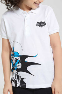 Redtag-White-Batman-Polo-Polo-Shirts-Boys-2 to 8 Years