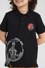 تنزيل الصورة على معرض الصور، Redtag-Black-Spiderman-Polo-Polo-Shirts-Boys-2 to 8 Years
