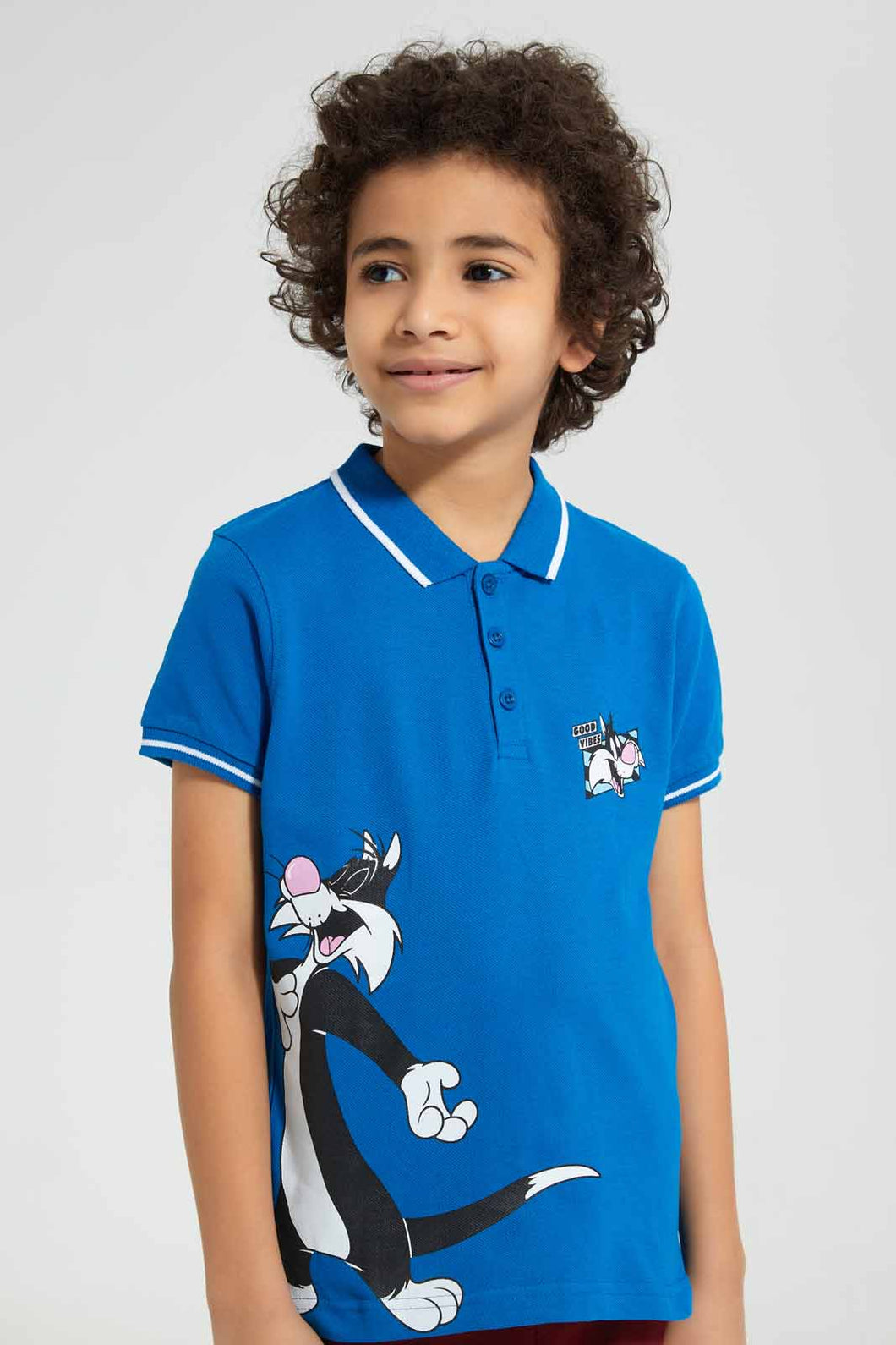 Redtag-Blue-Sylvester-Polo-Polo-Shirts-Boys-2 to 8 Years