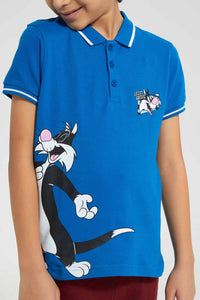 Redtag-Blue-Sylvester-Polo-Polo-Shirts-Boys-2 to 8 Years