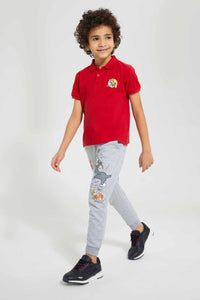 Redtag-Red-Tom-And-Jerry-Polo-Polo-Shirts-Boys-2 to 8 Years