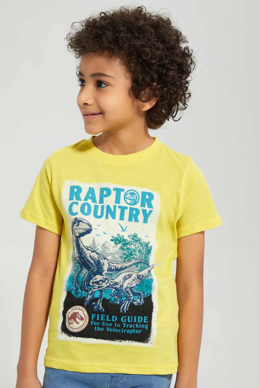 Redtag-Yellow-Jurassic-Park-T-Shirt-Character-T-Shirts-Boys-2 to 8 Years