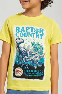 Redtag-Yellow-Jurassic-Park-T-Shirt-Character-T-Shirts-Boys-2 to 8 Years