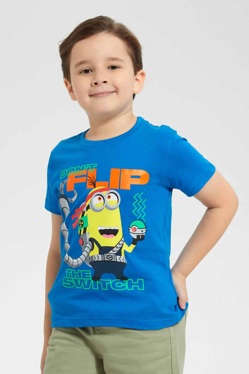 Redtag-Blue-Minions-T-Shirt-Character-T-Shirts-Boys-2 to 8 Years