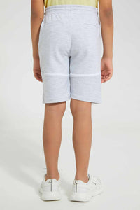 Redtag-Mid-Grey-Paneled-Ripple-Short-Active-Shorts-Boys-2 to 8 Years