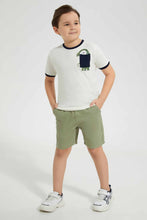 تنزيل الصورة على معرض الصور، Redtag-Stone-Dino-Print-Pocket-T-Shirt-Graphic-T-Shirts-Boys-2 to 8 Years
