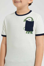 تنزيل الصورة على معرض الصور، Redtag-Stone-Dino-Print-Pocket-T-Shirt-Graphic-T-Shirts-Boys-2 to 8 Years
