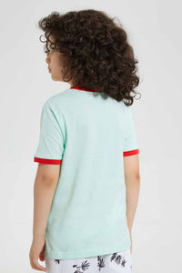 Redtag-Blue-Shark-Print-Pocket-T-Shirt-Graphic-T-Shirts-Boys-2 to 8 Years