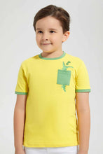 تنزيل الصورة على معرض الصور، Redtag-Yellow-Croc-Print-Pocket-T-Shirt-Graphic-T-Shirts-Boys-2 to 8 Years
