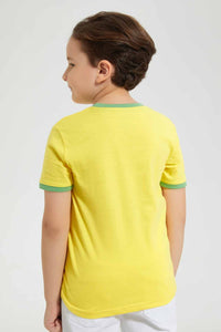 Redtag-Yellow-Croc-Print-Pocket-T-Shirt-Graphic-T-Shirts-Boys-2 to 8 Years