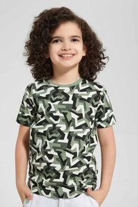 Redtag-Olive-3-Pack-T-Shirt-Graphic-T-Shirts-Boys-2 to 8 Years