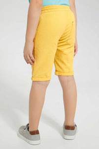 Redtag-Yellow-Pullon-Short-Pull-On-Shorts-Boys-2 to 8 Years