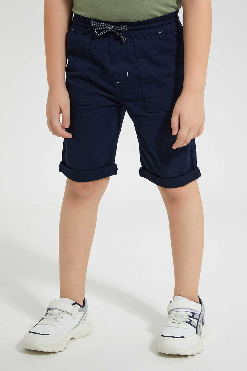 Redtag-Navy-Pullon-Short-Shorts-Boys-2 to 8 Years