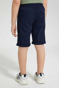 Redtag-Navy-Pullon-Short-Shorts-Boys-2 to 8 Years