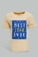 Load image into Gallery viewer, Redtag-Beige-Best-Star-Ever-Short-Slv-Tshirt-All-Over-Prints-Infant-Boys-3 to 24 Months
