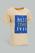 Load image into Gallery viewer, Redtag-Beige-Best-Star-Ever-Short-Slv-Tshirt-All-Over-Prints-Infant-Boys-3 to 24 Months
