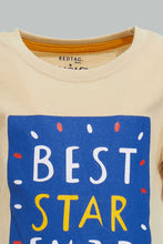 Load image into Gallery viewer, Redtag-Beige-Best-Star-Ever-Short-Slv-Tshirt-All-Over-Prints-Infant-Boys-3 to 24 Months
