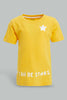 Redtag-Mustard-Star-Short-Sleeve-Tshirt-All-Over-Prints-Infant-Boys-3 to 24 Months