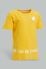 Load image into Gallery viewer, Redtag-Mustard-Star-Short-Sleeve-Tshirt-All-Over-Prints-Infant-Boys-3 to 24 Months
