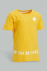 Redtag-Mustard-Star-Short-Sleeve-Tshirt-All-Over-Prints-Infant-Boys-3 to 24 Months