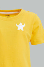 Load image into Gallery viewer, Redtag-Mustard-Star-Short-Sleeve-Tshirt-All-Over-Prints-Infant-Boys-3 to 24 Months
