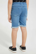 تنزيل الصورة على معرض الصور، Redtag-Lightwash-Knit-Denim-Elasticated-Waist-Short-Denim-Shorts-Boys-2 to 8 Years
