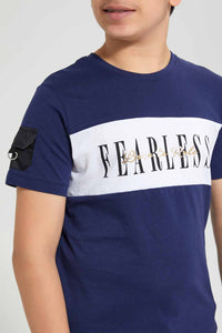 Redtag-Navy-Hustle-T-Shirt-Graphic-T-Shirts-Senior-Boys-9 to 14 Years