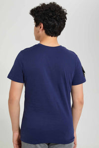 Redtag-Navy-Hustle-T-Shirt-Graphic-T-Shirts-Senior-Boys-9 to 14 Years