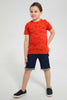 Redtag-Darkwash-Knit-Denim-Short-Denim-Shorts-Boys-2 to 8 Years