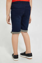 تنزيل الصورة على معرض الصور، Redtag-Darkwash-Knit-Denim-Short-Denim-Shorts-Boys-2 to 8 Years
