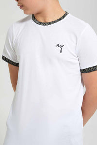 Redtag-White-Plain-T-Shirt-Plain-T-Shirts-Senior-Boys-9 to 14 Years