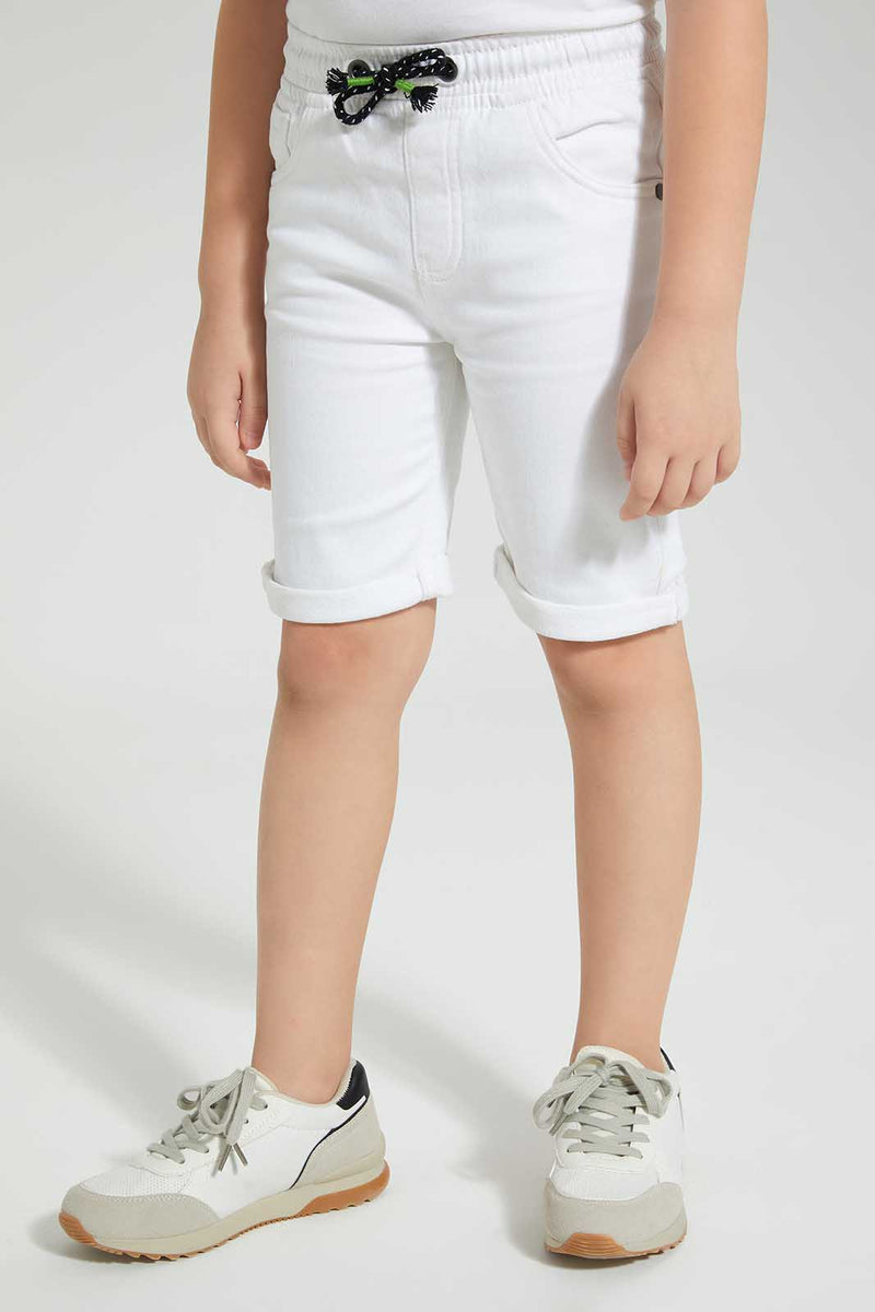 Redtag-White-Knit-Denim-Short-Denim-Shorts-Boys-2 to 8 Years