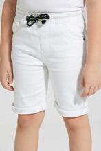 تنزيل الصورة على معرض الصور، Redtag-White-Knit-Denim-Short-Denim-Shorts-Boys-2 to 8 Years
