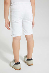 Redtag-White-Knit-Denim-Short-Denim-Shorts-Boys-2 to 8 Years